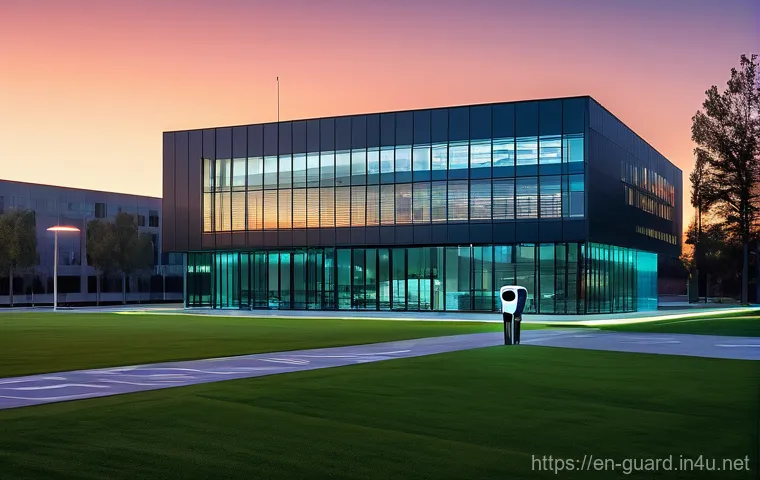 경비지도사와 관련된 기술 발전 - **Prompt:** "A futuristic, integrated security command center at night. The central focus is a large...