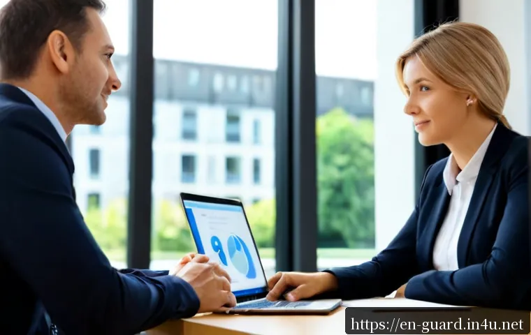 경비지도사와 관련된 지원 정책 - Photorealistic career support consultation for a security management professional, a confident middl...